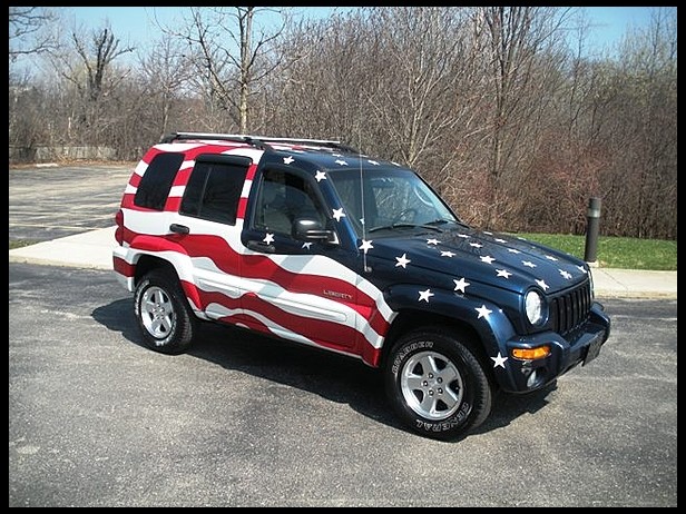 Passenger side of Liberty Flag Jeep