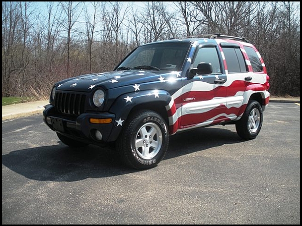 Driver side of Liberty Flag Jeep