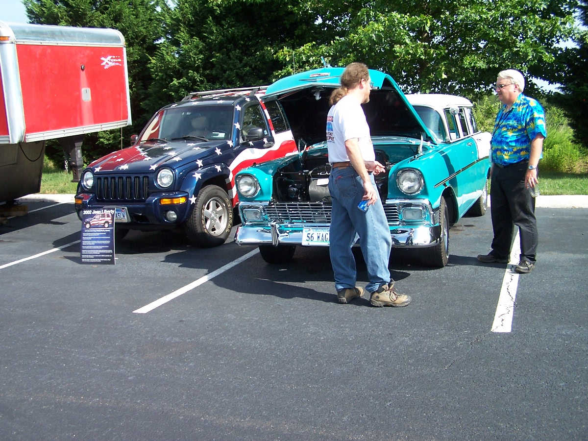 Flag Jeep with the '56 Chevy Wagon