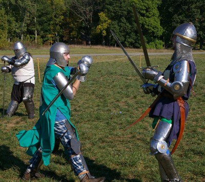 Squire Riochard advances on Squire Matthew.