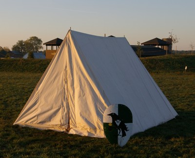 Rhys McGregor's tent in the morning sun.